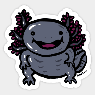 Black axolotl smile Sticker